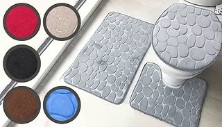 3pc Geometric Memory Foam Bathroom Mat Set - 6 Colours
