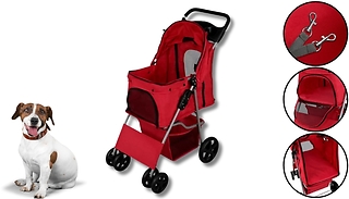 Pet Stroller with Rain Cover - 3 Colours