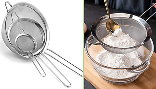 3x Marine-Grade Stainless Steel Kitchen Sieves