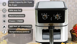 Alivio 8L Air Fryer With Basket Drawer With Adjustable Thermometer & T ...