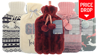 Large 2L Plush Cover Hot Water Bottle - 14 Designs