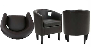 Brown Faux Leather Tub Chair
