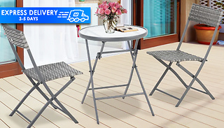 Outsunny 3-Piece Foldable Rattan Bistro Set