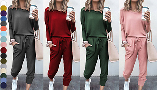 Loose Long-Sleeved 2-Piece Loungewear Set - 17 Colours & 5 Sizes