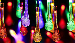 20 or 30 LED Solar-Powered Raindrop Lights - 4 Colours