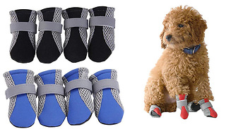 4-Pack of Protective Breathable Pet Boots - 3 Colours & 4 Sizes