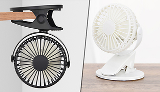 Rechargable Adjustable Mini Clip-On Fan - Black or White