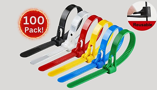 100-Pack of Reusable Nylon Cable Ties! - 3 Colours