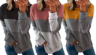 Three Stripe Casual Long Sleeve Jumper – 7 Colours & 8 Sizes