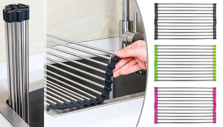 Stainless Steel Roll-Up Dish Draining Rack - 3 Colours