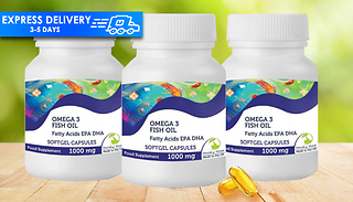 Omega 3 Fish Oil Capsules 1000mg - 2 or 4 Months Supply