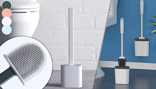 Wall-Mounted Flexible Silicone Toilet Brush & Holder - 4 Colours