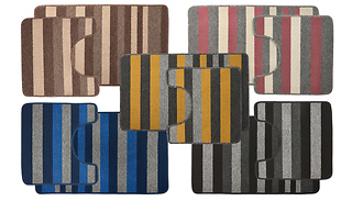 2-Piece Jersey Stripes Bathmat Set - 5 Colours