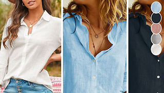 Women's Solid Colour Linen Shirt - 6 Sizes & 5 Colours