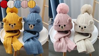 Kids Knitted Hat & Scarf Set - 5 Colours