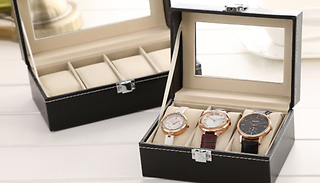 Faux-Leather Watch Display Case - 2, 3 or 6 Grid