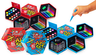 60-Piece Kids' Hexagon Art Tool Set - 2 Colours