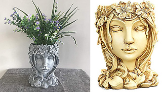 Flower Goddess Head Resin Plant Pot - 2 Colours