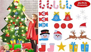26-Pack DIY Felt Christmas Tree with Decorations & Led Lights