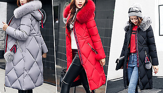Faux-Fur Hooded Puffer Parka - 6 Sizes & 4 Colours