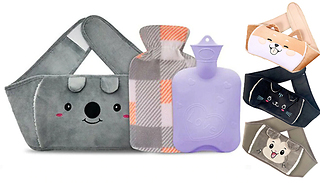 Hot Water Bottle With Animal Cover - 4 Colours