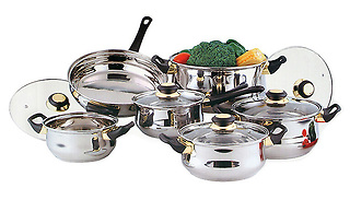 12-Piece Stainless Steel Pot & Pan Set