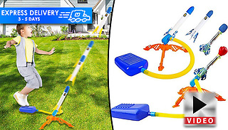 2x Foam Rocket Stomp Launching Play Sets - With Light-Up Rockets!