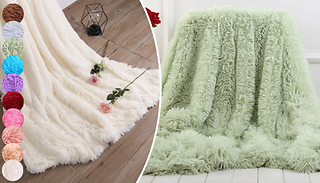 Thick Faux Fur Throw Over Blanket - 10 Colours & 2 Sizes