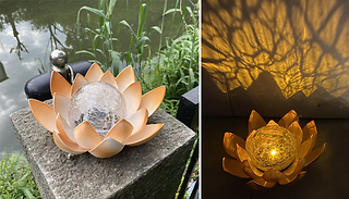 LED Amber Crackle Glass Globe Lotus Light