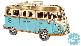 DIY Blue Vintage Car Wooden Model