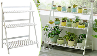 3-Tier Foldable Wooden Ladder Shelf