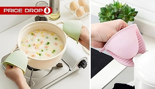 2-Piece Non-Slip Silicone Oven Mitts - 4 Colours