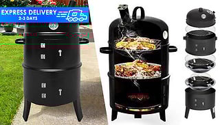 SmokeHouse Triple Chamber Smoker & BBQ Grill W/ Charcoal