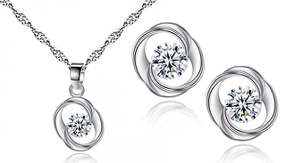 Swirl Pendant & Earring Set Made With Crystals From Swarovski