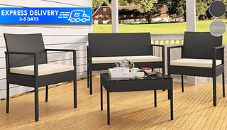 4-Seater Rattan Garden Furniture Set - 2 Colours