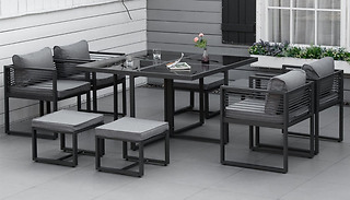 9-Piece Outsunny Aluminium Garden Dining Cube Set