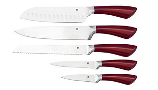 5-Piece Stainless Steel Red Knife Set