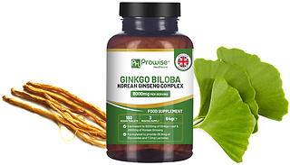 Ginkgo Biloba & Korean Ginseng 8000mg Tablets - 3-Month Supply!