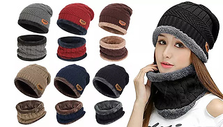 2-Piece Super-Soft Winter Beanie Hat & Scarf Set - 6 Colours
