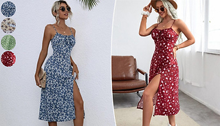 Women's Floral Ruched Cami Dresses - 4 Colours & 6 Sizes