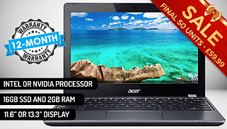 Acer C810 Chromebook Laptop 16GB SSD & 2GB RAM