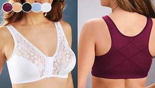 Lace Front Closure Non-Padded Wireless Bra - 5 Colours & 9 Sizes