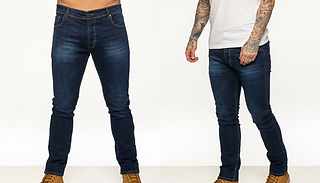 Men's Enzo Slim Fit Stretch Denim Jeans in Dark Blue - 28 Sizes
