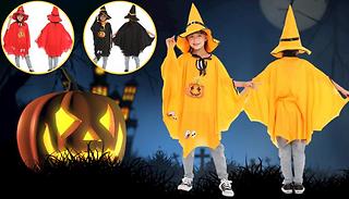 Halloween Pumpkin Cloak with Wizard Hat - 3 Colours