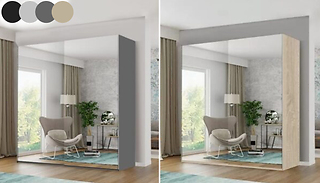 Etna Modern Full Mirror Sliding Double Door Wardrobe - 4 Colours & 3 C ...