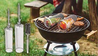 Rolling Grill Baskets & Brush Set