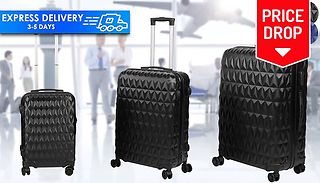 Set of 3 Hard Shell Lightweight 4-Wheel Suitcases - 2 Colours