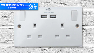 Double Switched USB & Plug Electric Socket
