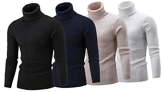 Men's Knitted Turtleneck Ribbed Sweater - 5 Colours & 4 Sizes