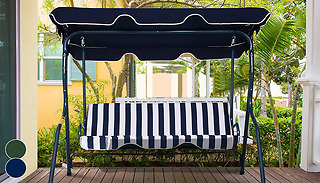 Steel Three-Seater Swing Chair - Blue or Green